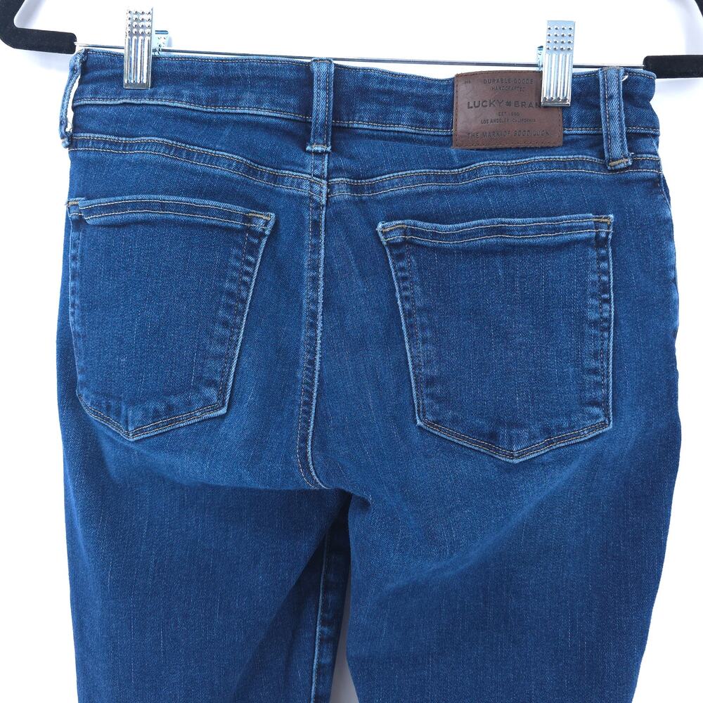 Lucky Brand Mid Rise Lolita Skinny Jeans Dark Wash 5 Pocket Whiskering 26 - Picture 12 of 14